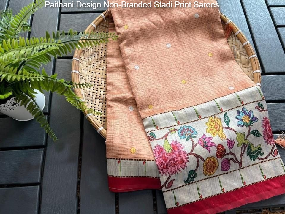 Paithani Design Non-Branded Stadi Print Sarees