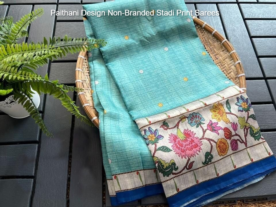 Paithani Design Non-Branded Stadi Print Sarees