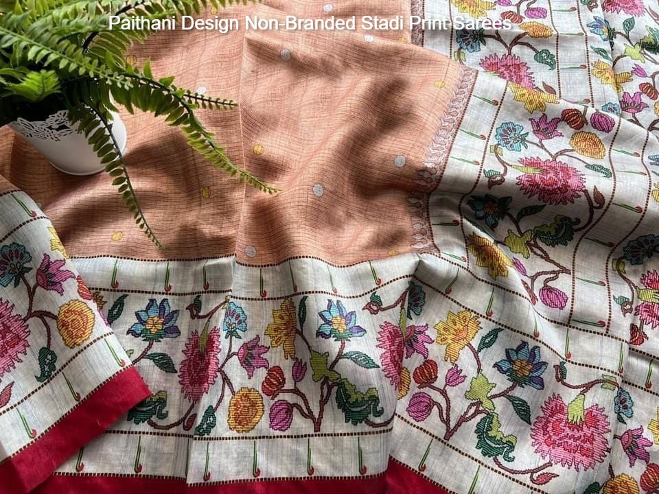Paithani Design Non-Branded Stadi Print Sarees
