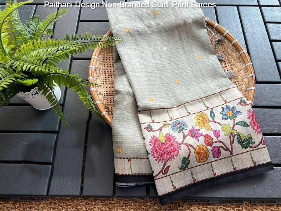 Paithani Design Non-Branded Stadi Print Sarees