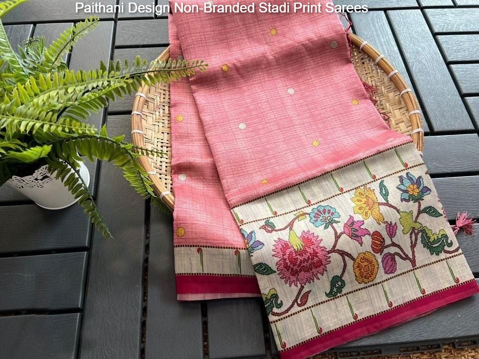 Paithani Design Non-Branded Stadi Print Sarees