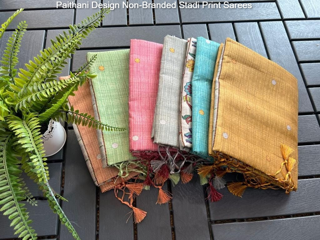 Paithani Design Non-Branded Stadi Print Sarees