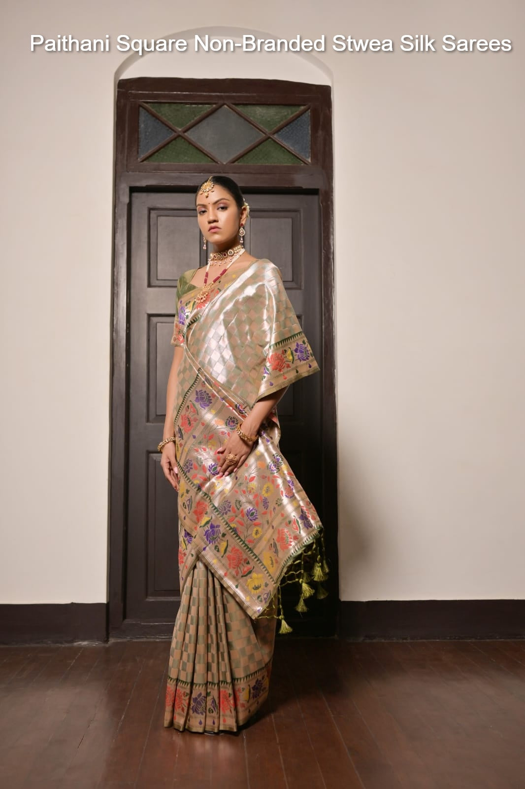 Paithani Square Non-Branded Stwea Silk Sarees