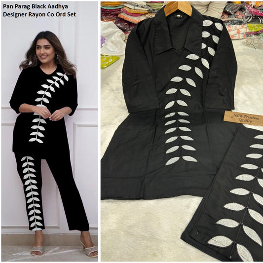 Pan Parag Black Aadhya Designer Rayon Co Ord Set