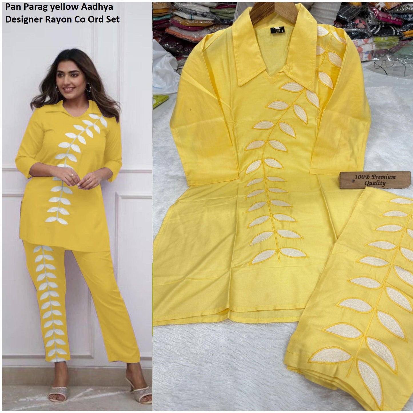 Pan Parag Yellow Aadhya Designer Rayon Co Ord Set