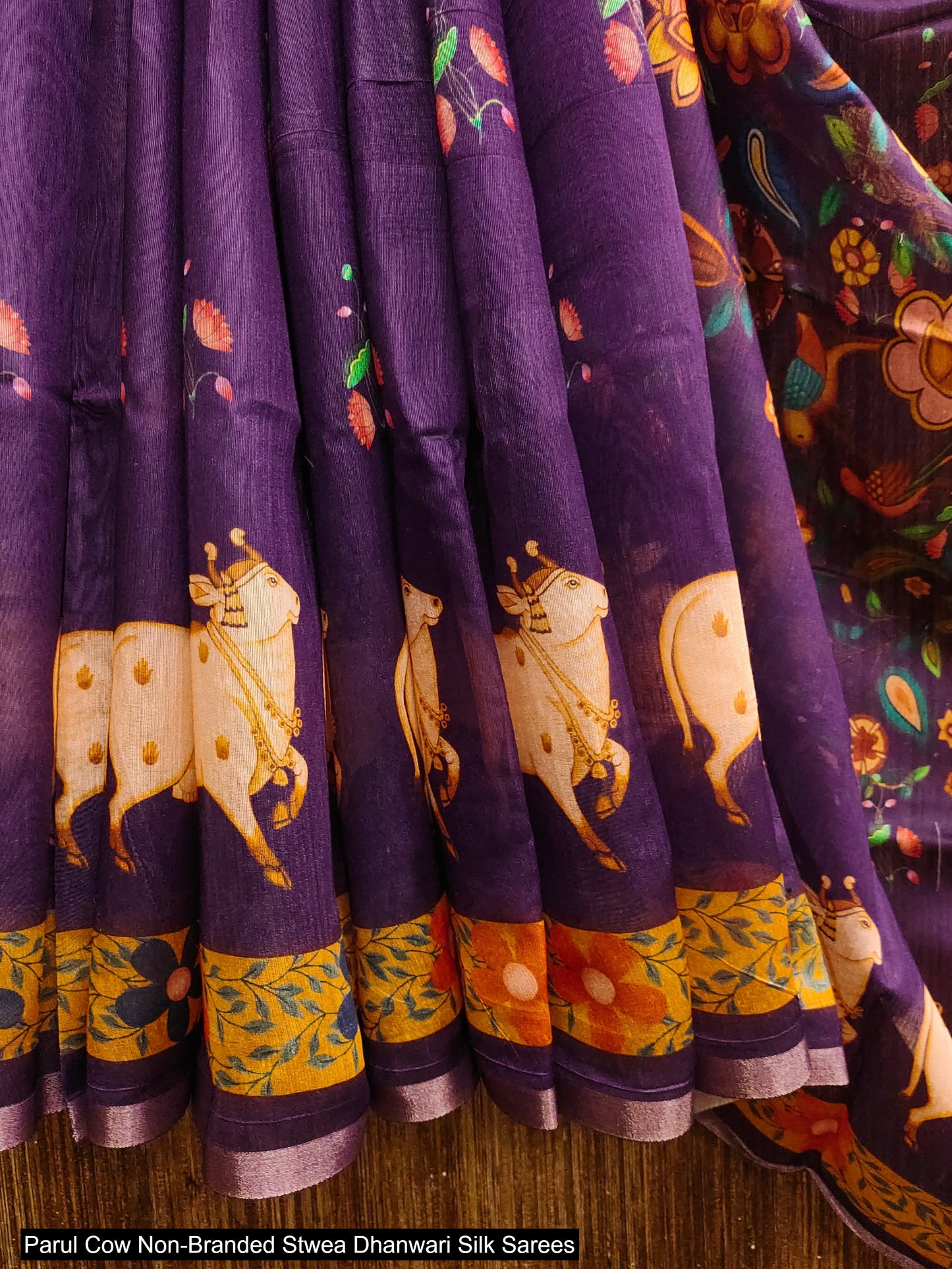 Parul Cow Non-Branded Stwea Dhanwari Silk Sarees