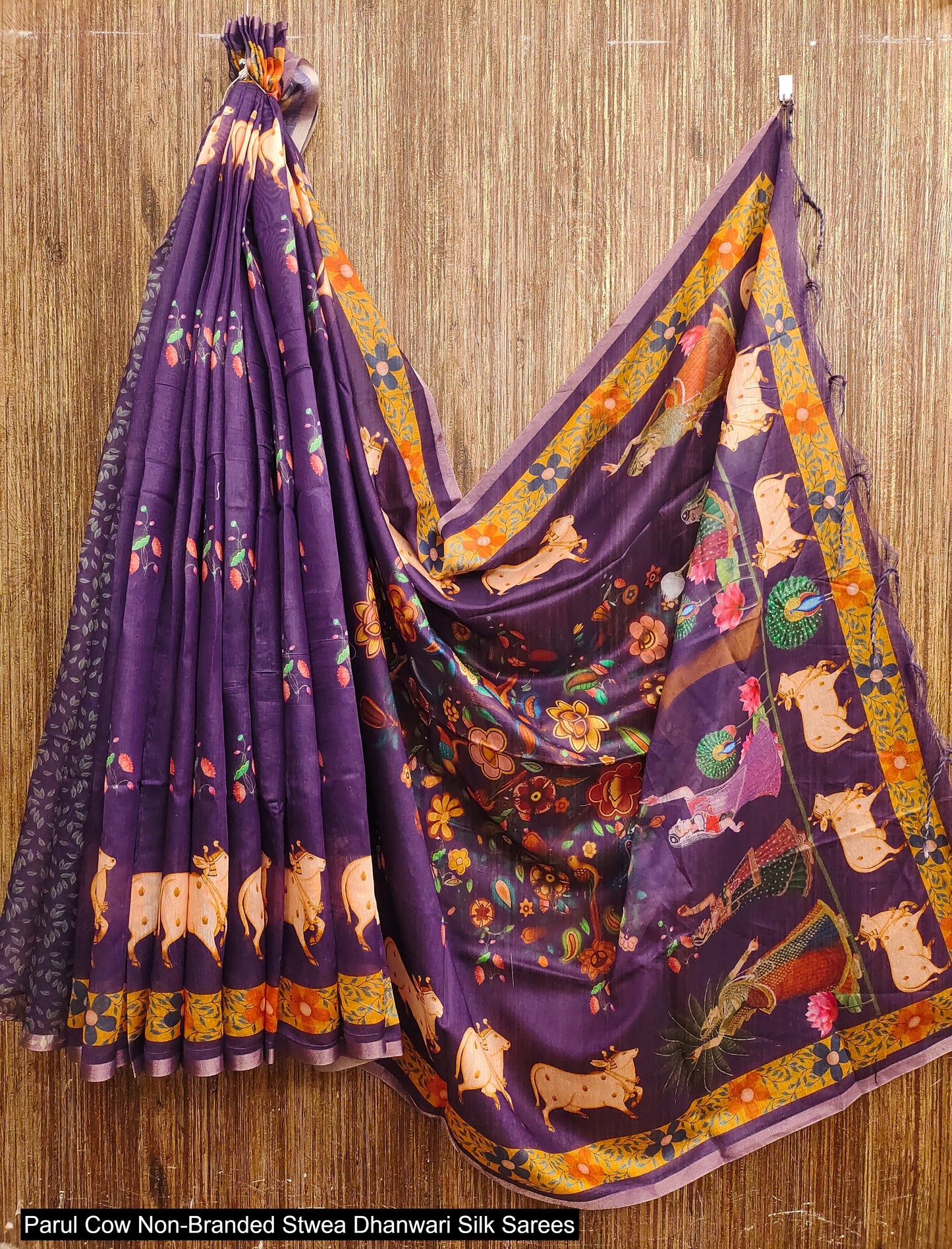 Parul Cow Non-Branded Stwea Dhanwari Silk Sarees