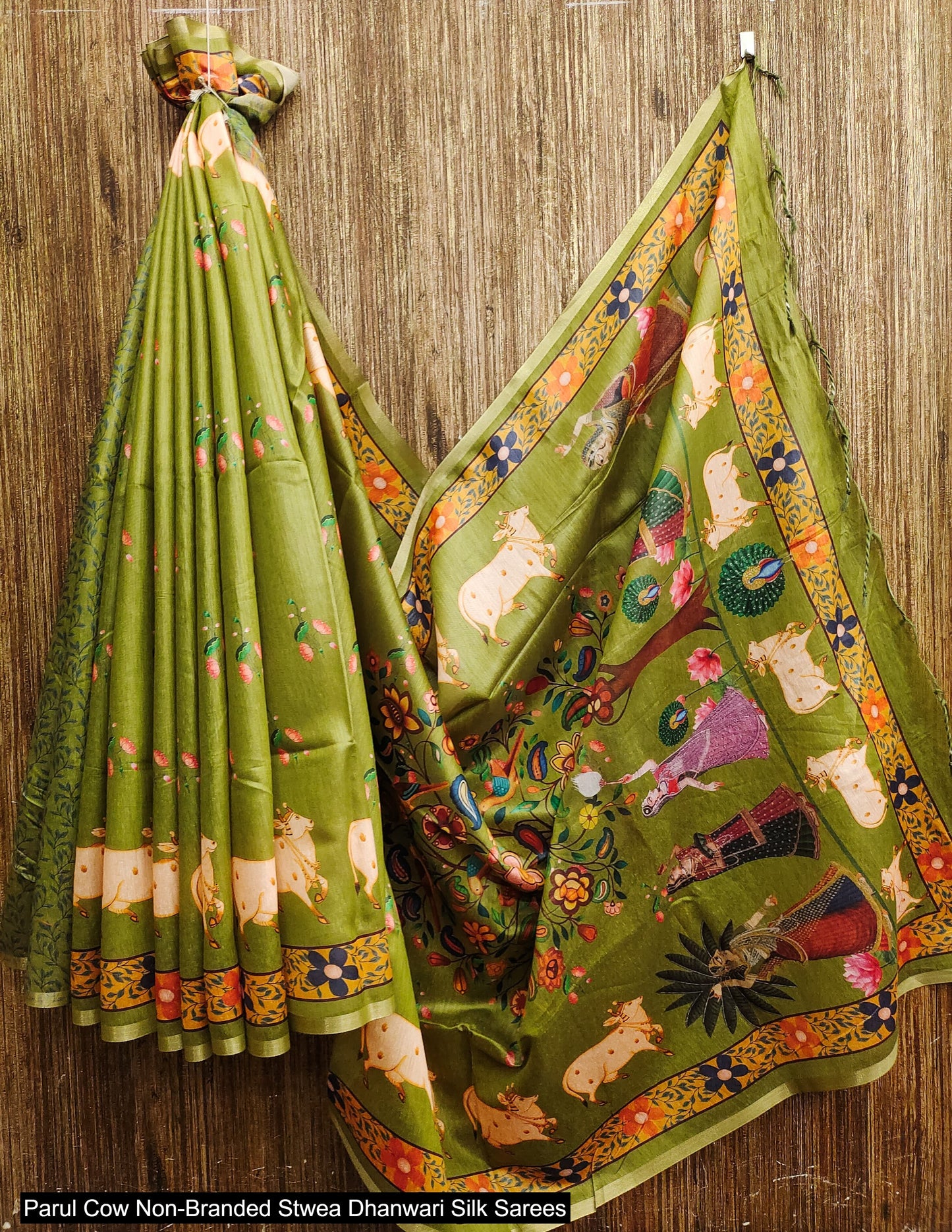 Parul Cow Non-Branded Stwea Dhanwari Silk Sarees