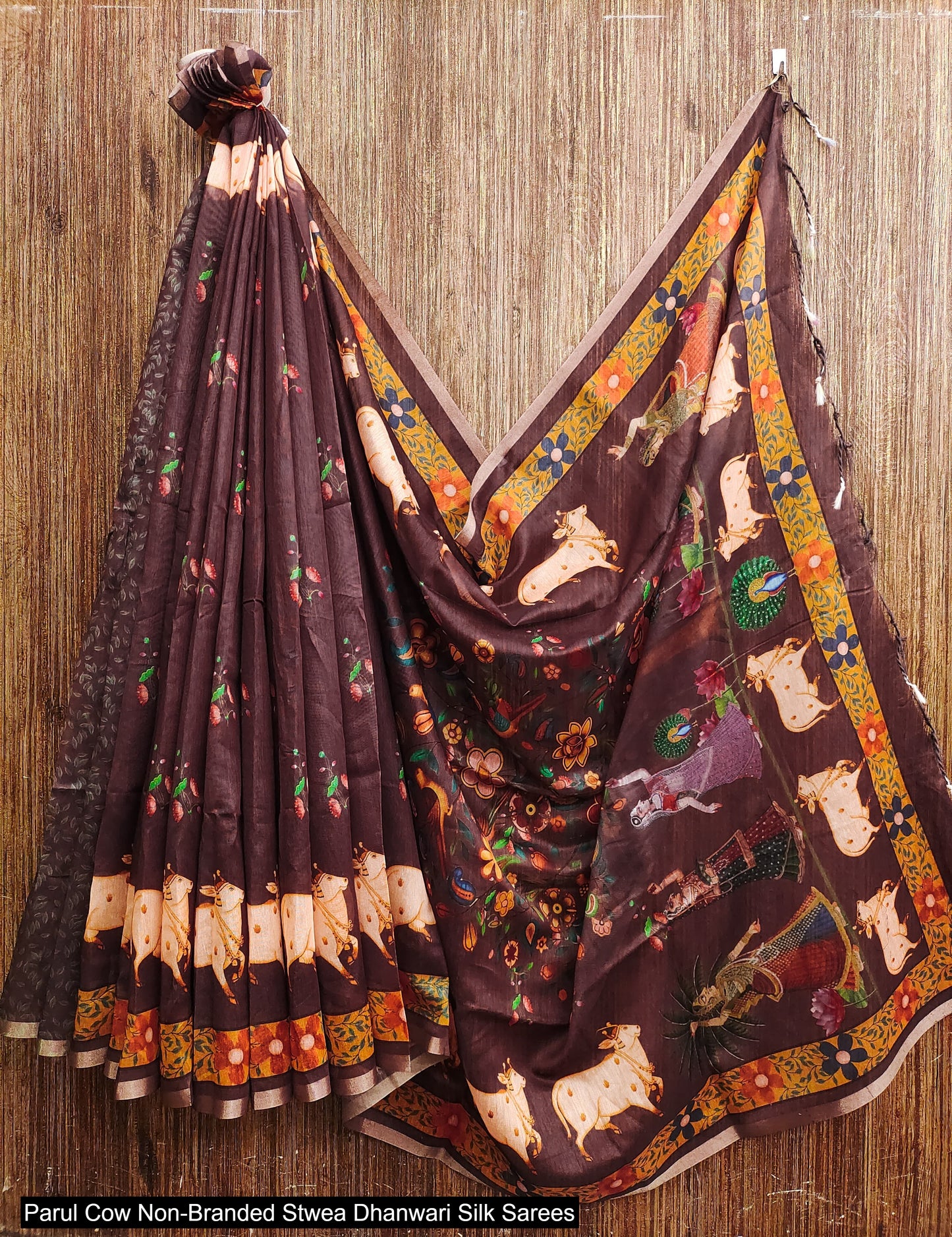 Parul Cow Non-Branded Stwea Dhanwari Silk Sarees