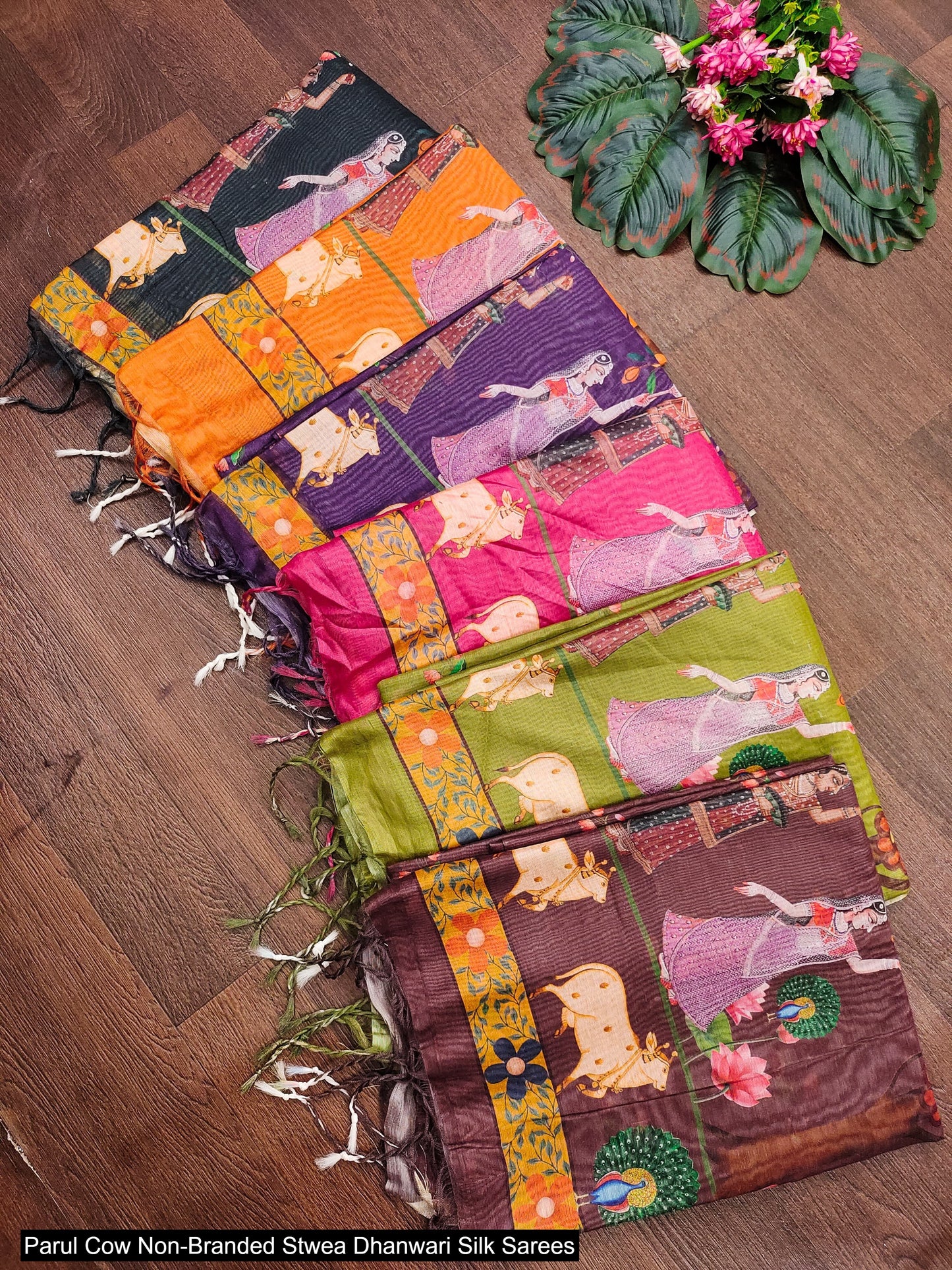 Parul Cow Non-Branded Stwea Dhanwari Silk Sarees