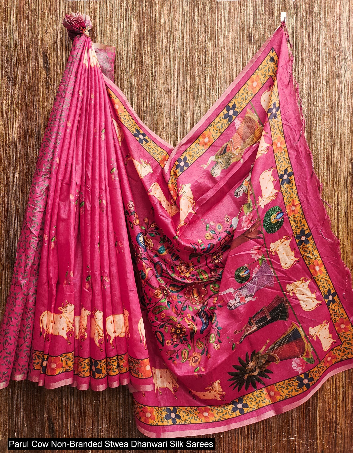 Parul Cow Non-Branded Stwea Dhanwari Silk Sarees