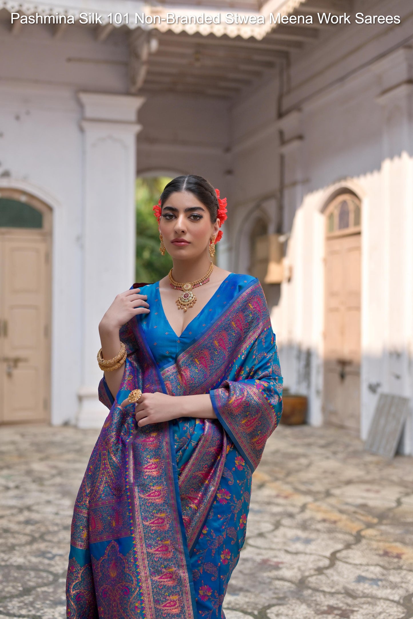 Pashmina Silk 101 Non-Branded Stwea Meena Work Sarees