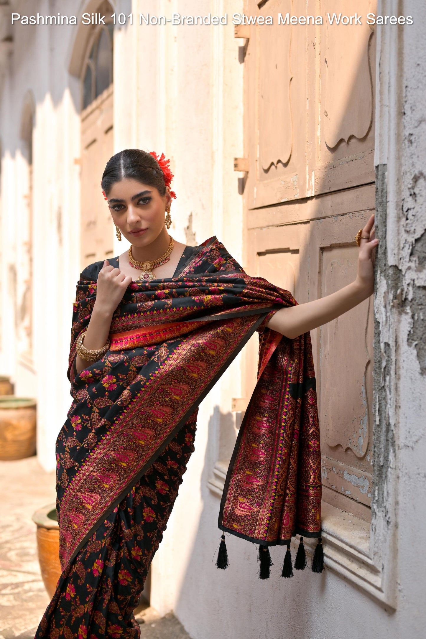 Pashmina Silk 101 Non-Branded Stwea Meena Work Sarees