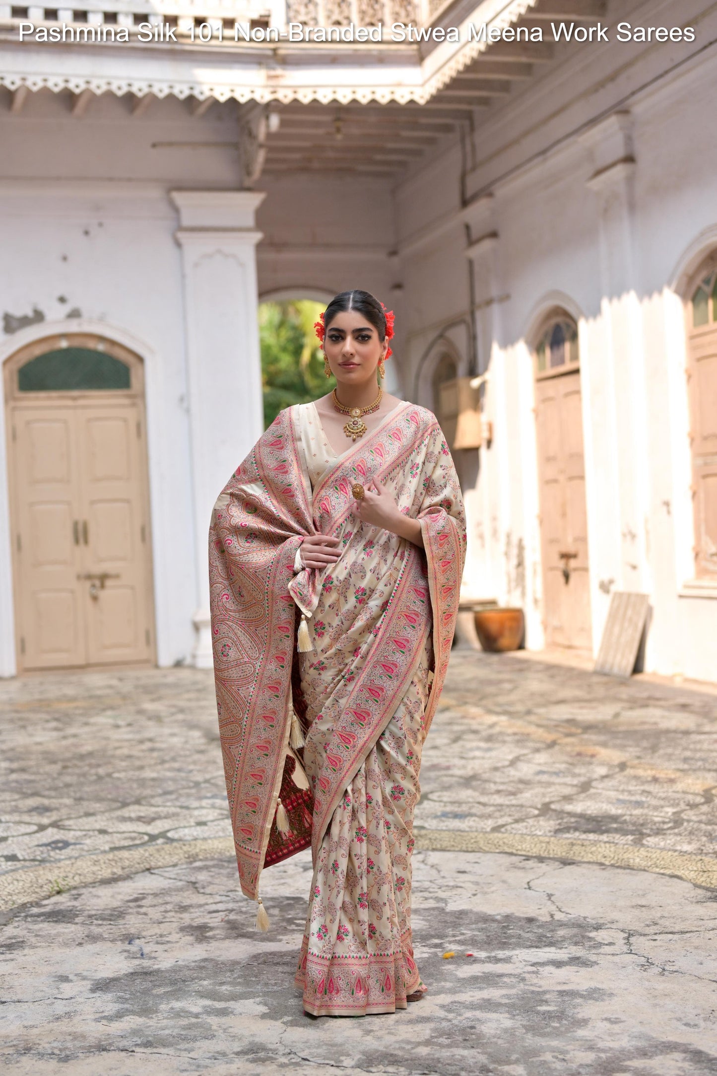 Pashmina Silk 101 Non-Branded Stwea Meena Work Sarees