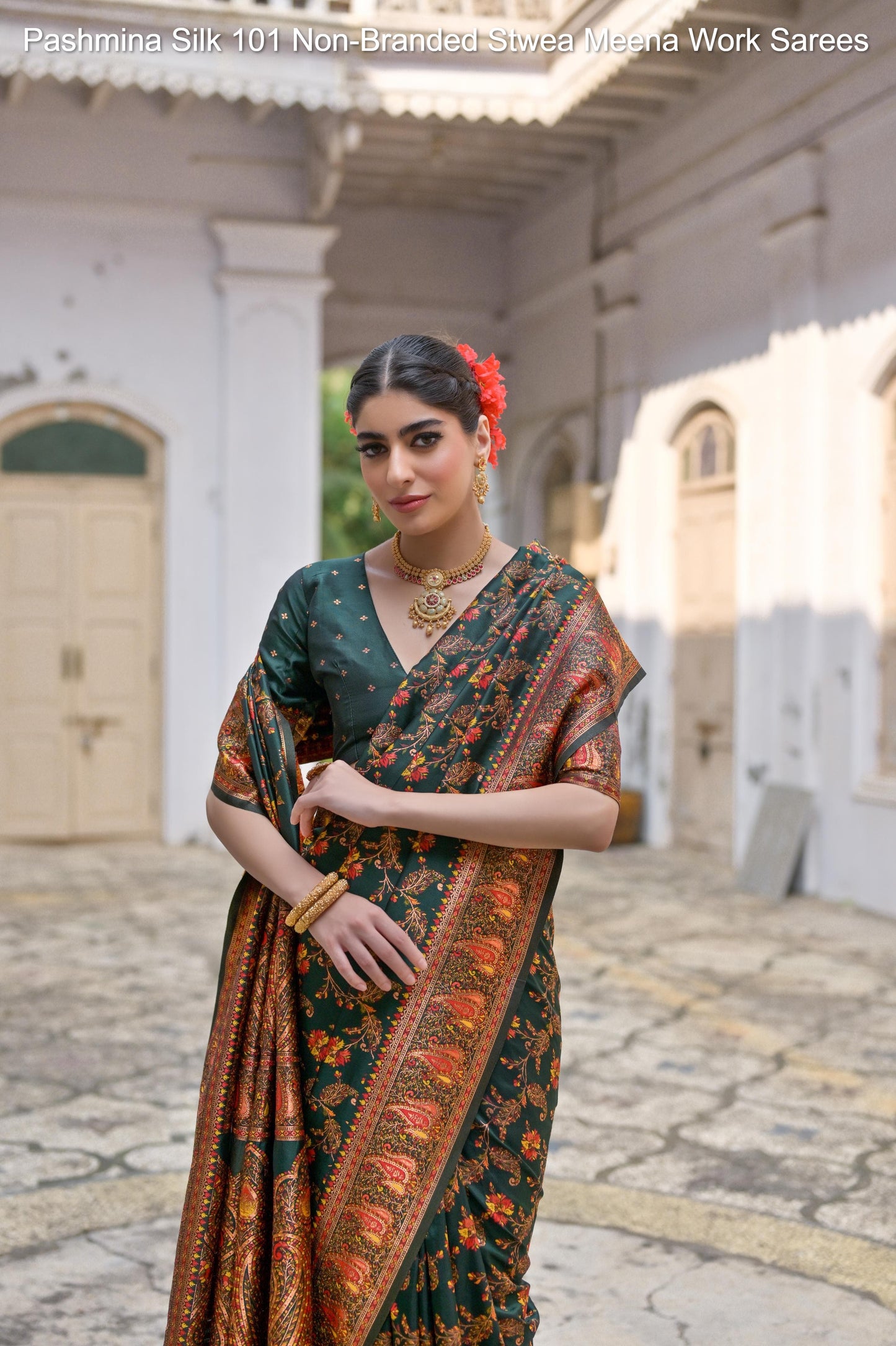 Pashmina Silk 101 Non-Branded Stwea Meena Work Sarees