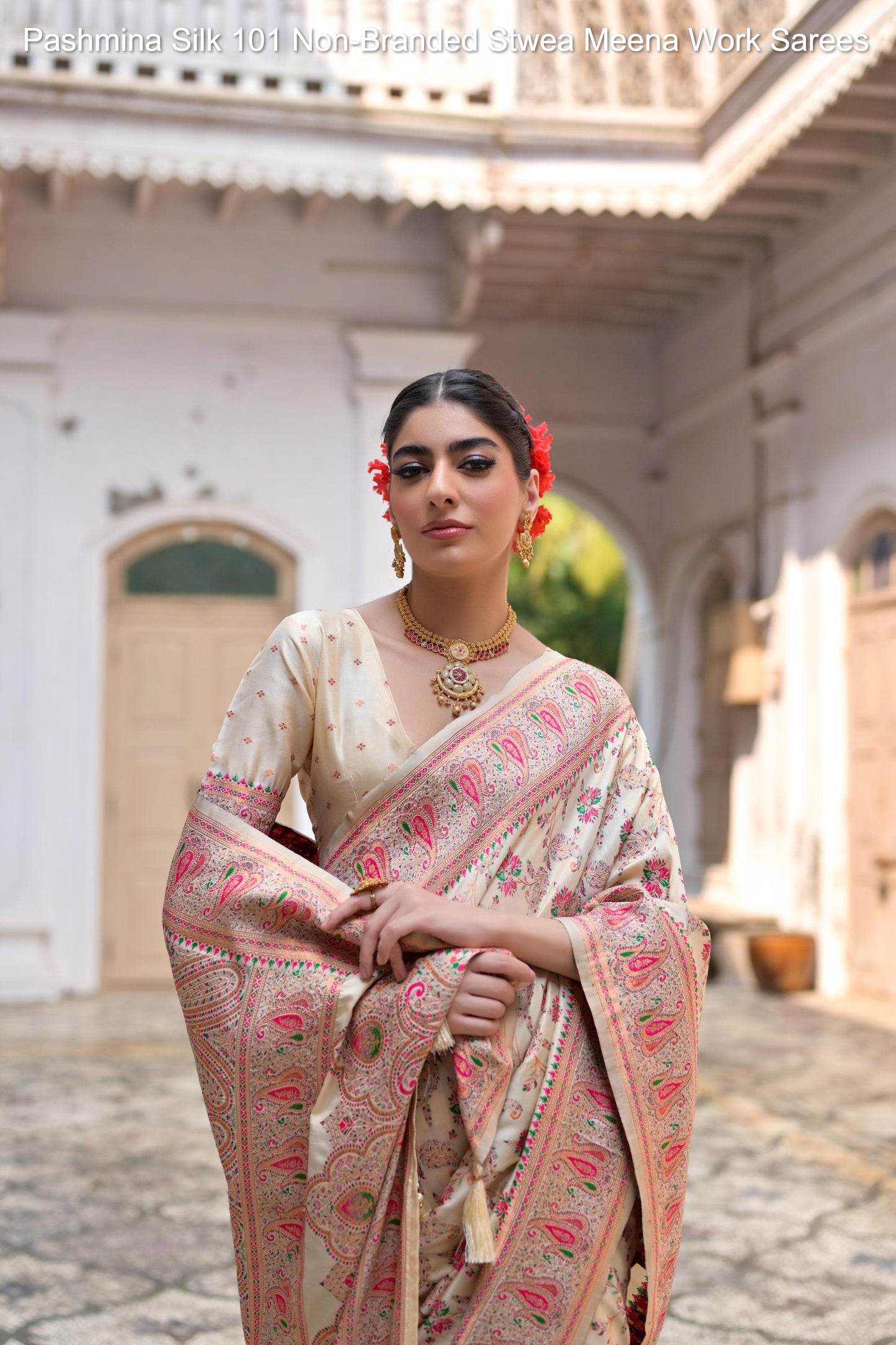 Pashmina Silk 101 Non-Branded Stwea Meena Work Sarees