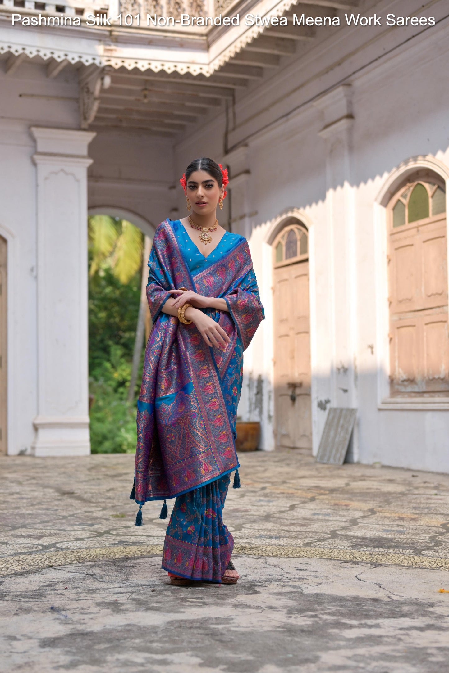 Pashmina Silk 101 Non-Branded Stwea Meena Work Sarees