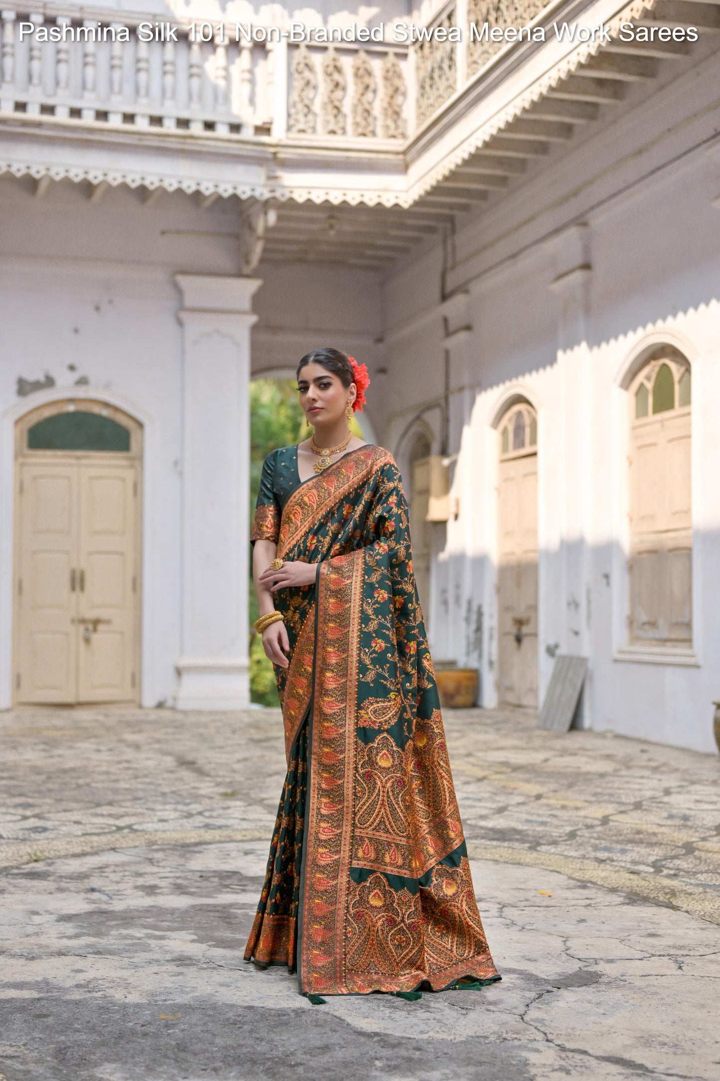 Pashmina Silk 101 Non-Branded Stwea Meena Work Sarees