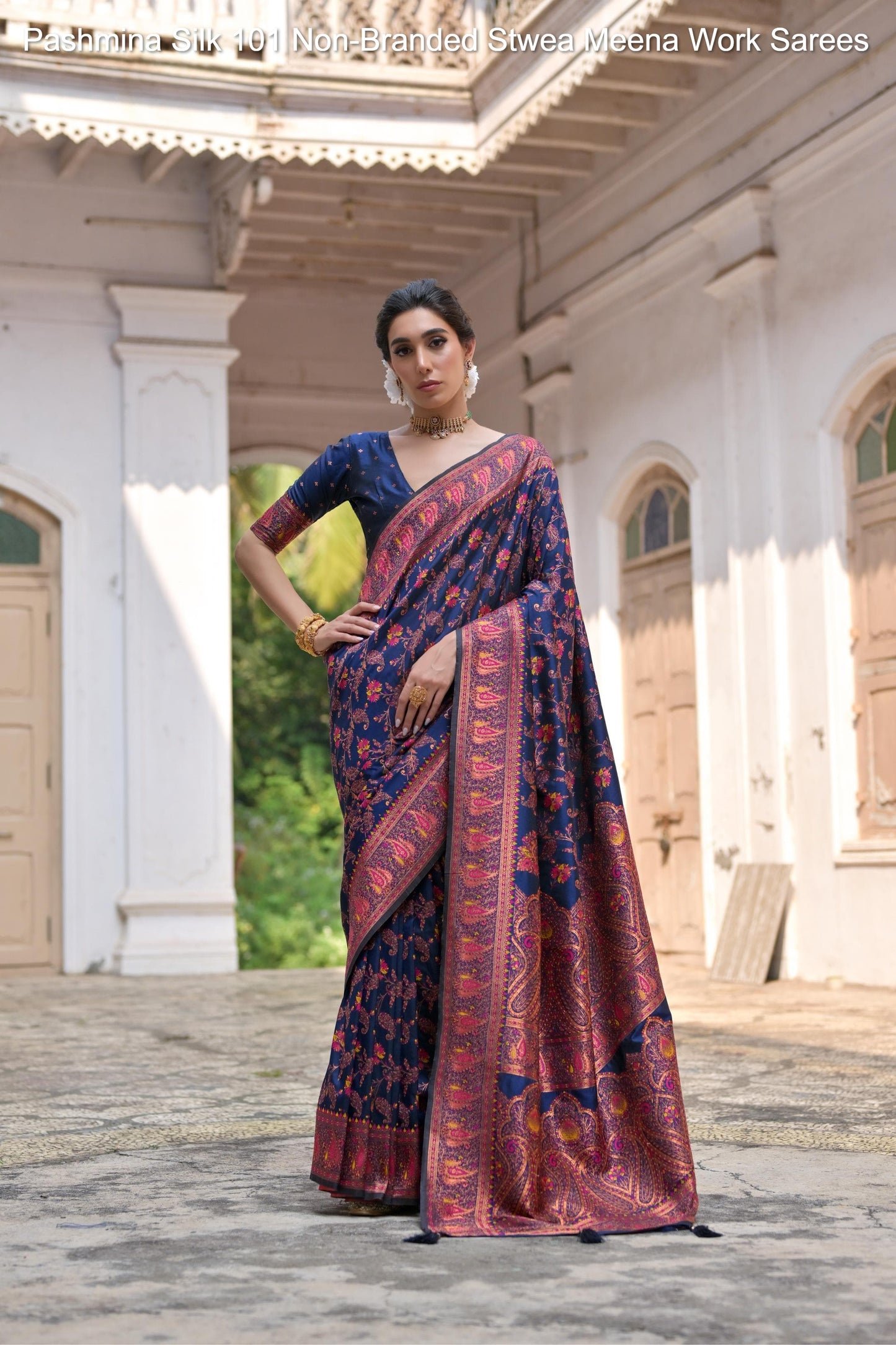 Pashmina Silk 101 Non-Branded Stwea Meena Work Sarees