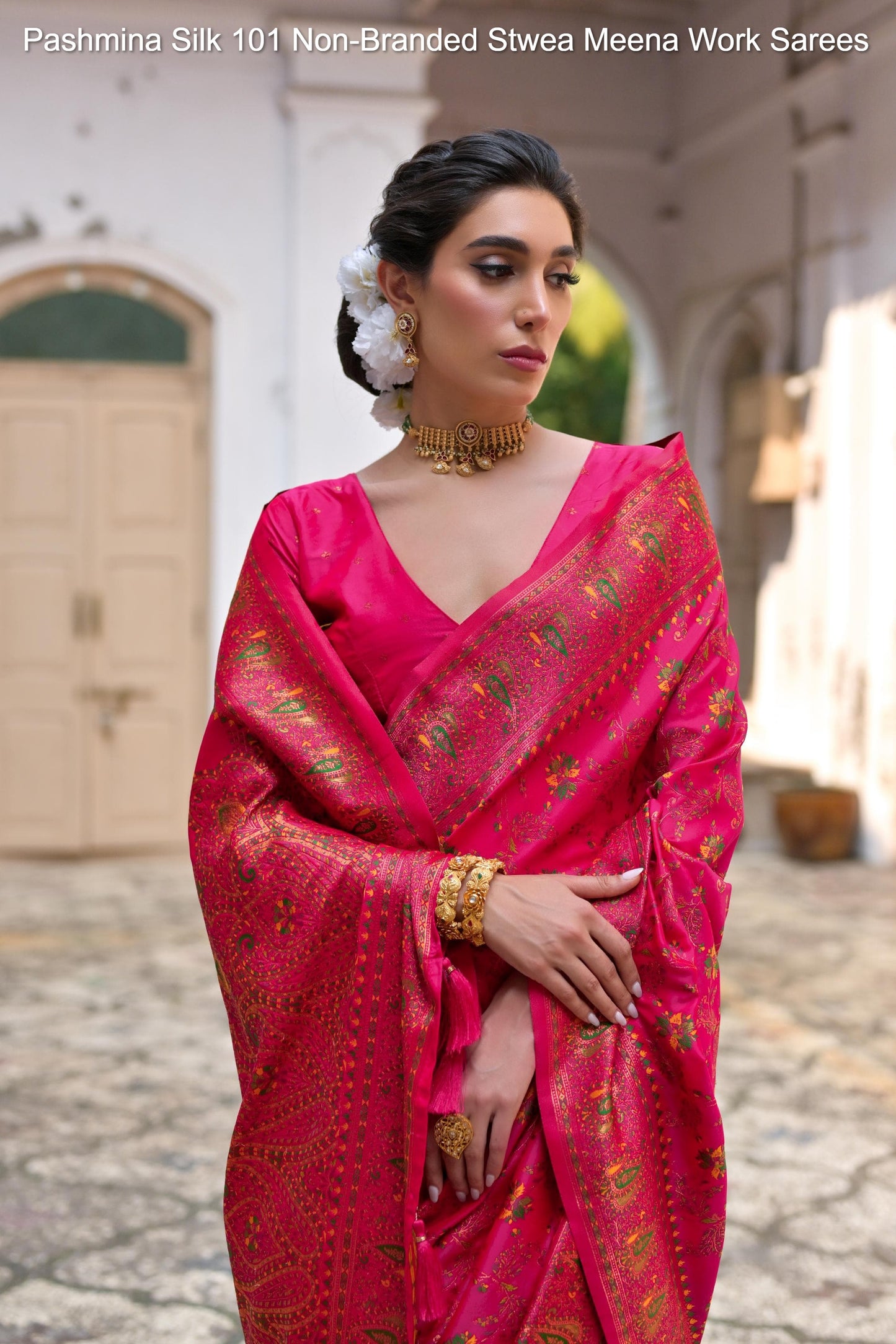 Pashmina Silk 101 Non-Branded Stwea Meena Work Sarees
