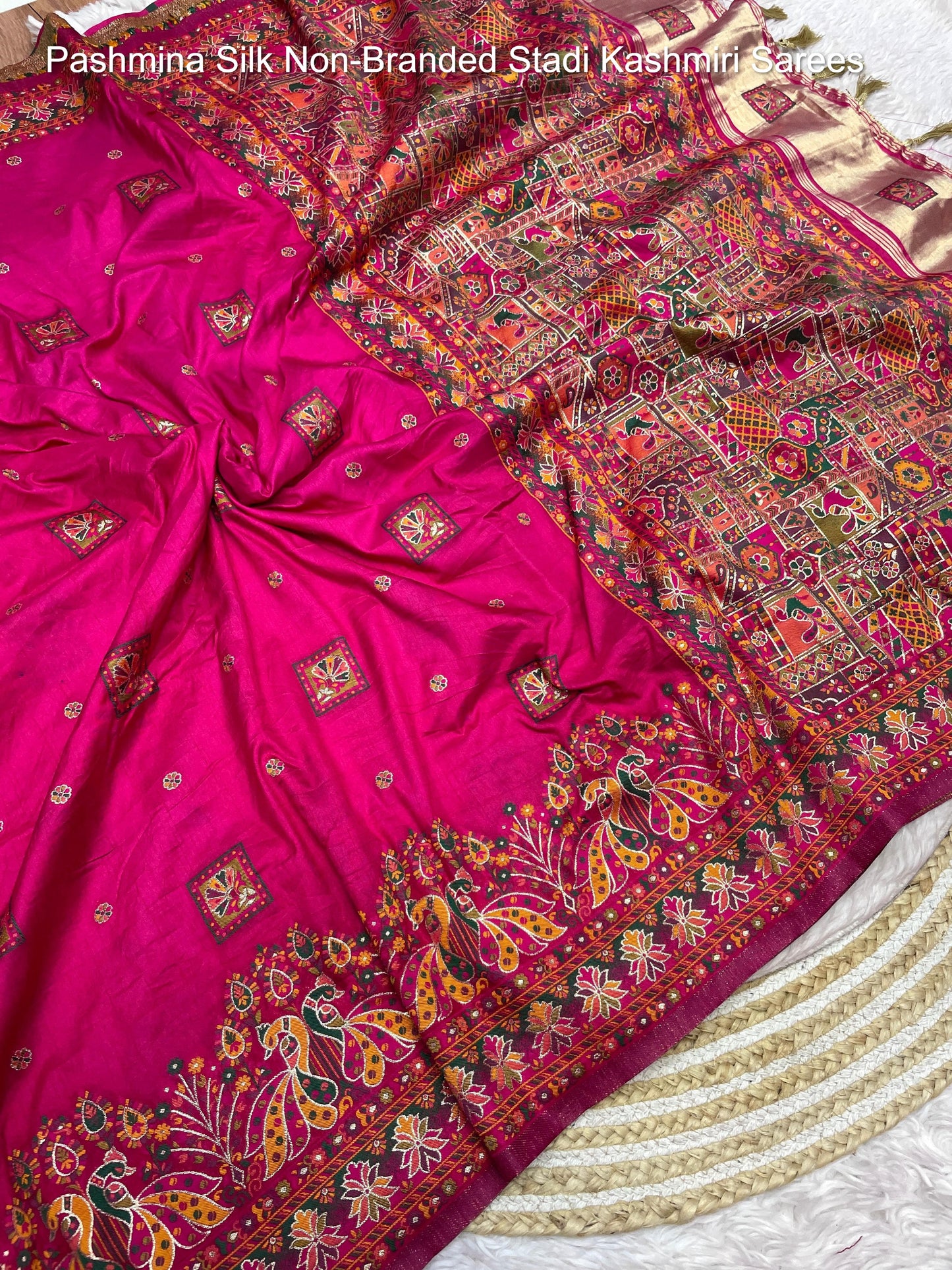 Pashmina Silk Non-Branded Stadi Kashmiri Sarees