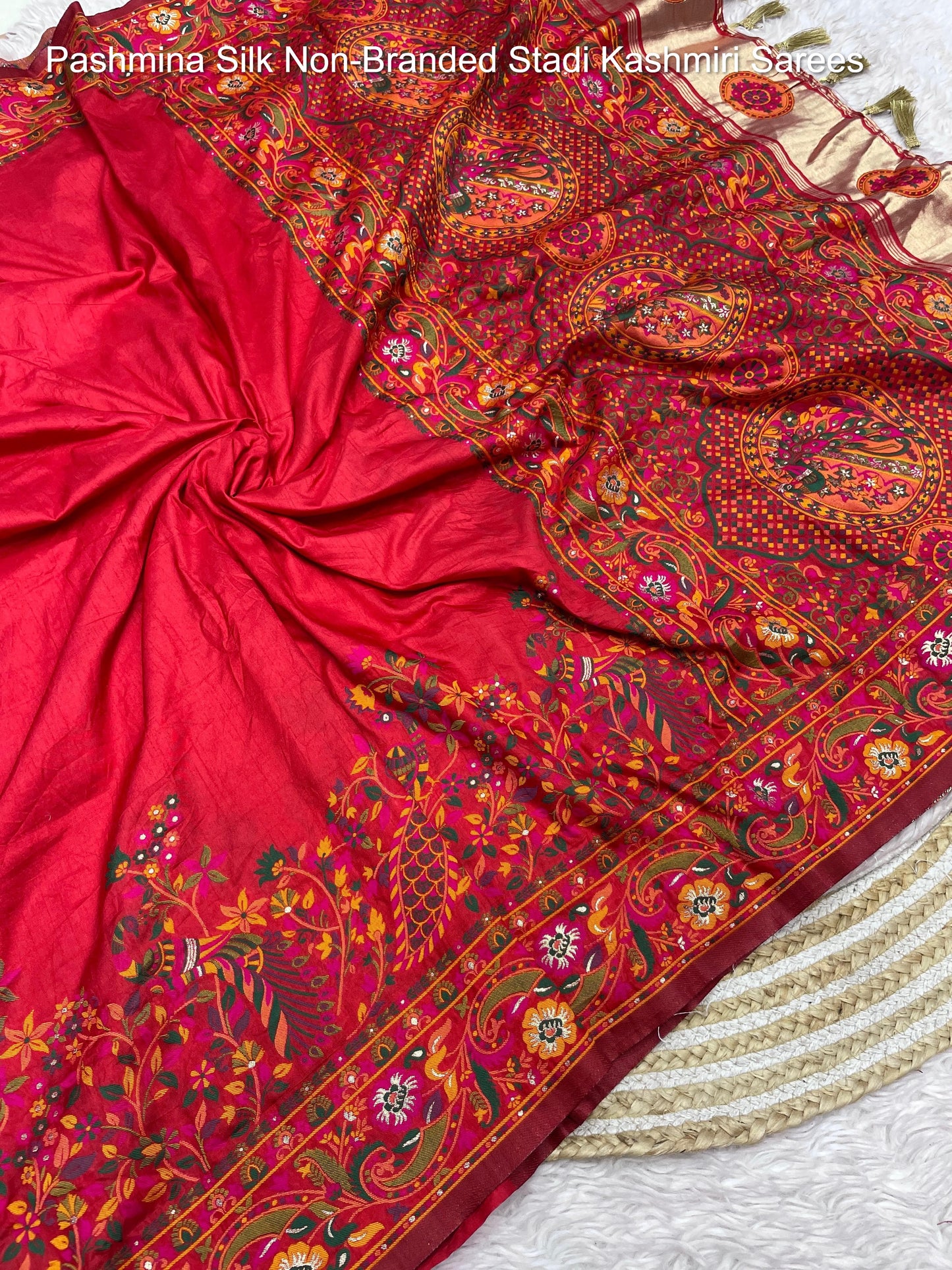 Pashmina Silk Non-Branded Stadi Kashmiri Sarees