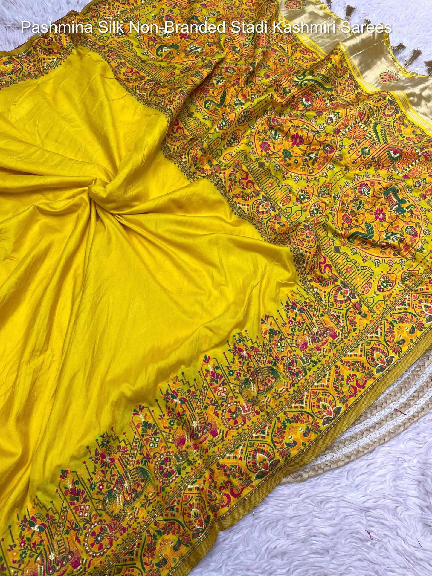 Pashmina Silk Non-Branded Stadi Kashmiri Sarees