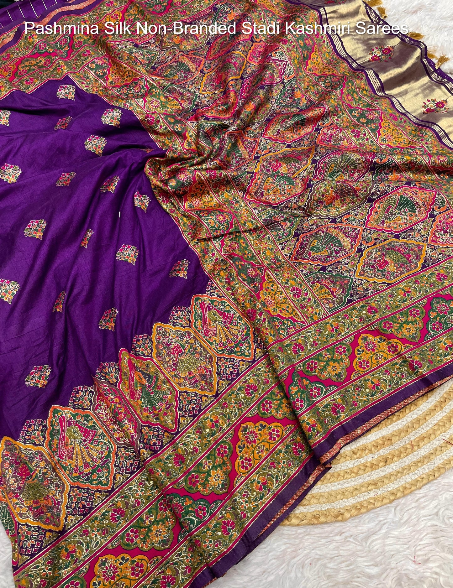 Pashmina Silk Non-Branded Stadi Kashmiri Sarees