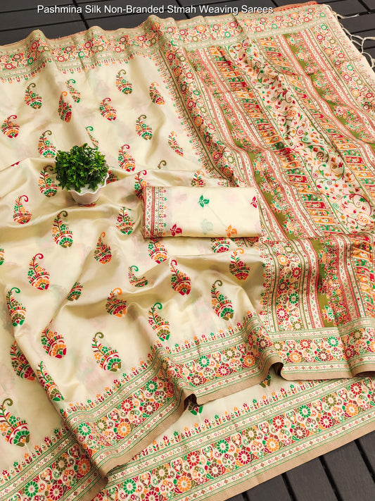 Pashmina Silk Non-Branded Stmah Weaving Sarees