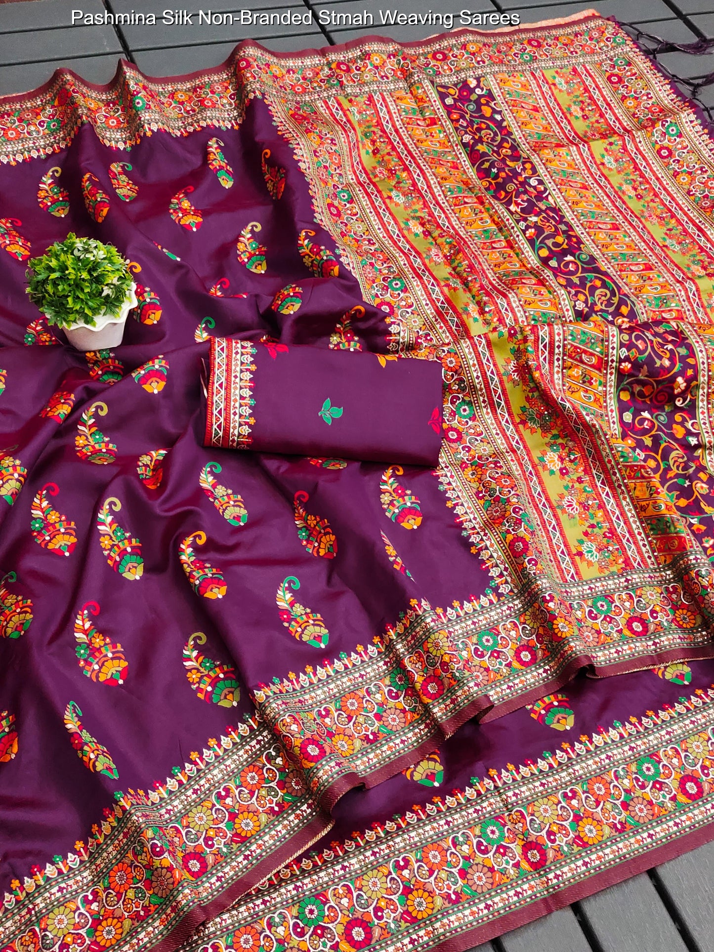 Pashmina Silk Non-Branded Stmah Weaving Sarees