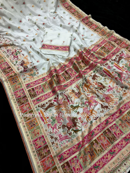 Pashmina Stmah Rajwadi Silk Sarees