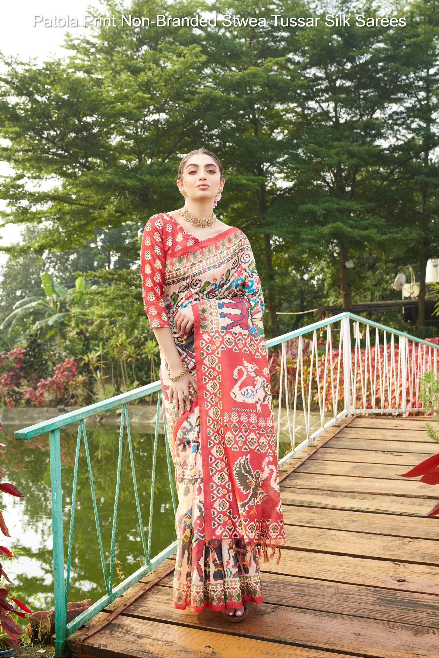 Patola Print Non-Branded Stwea Tussar Silk Sarees