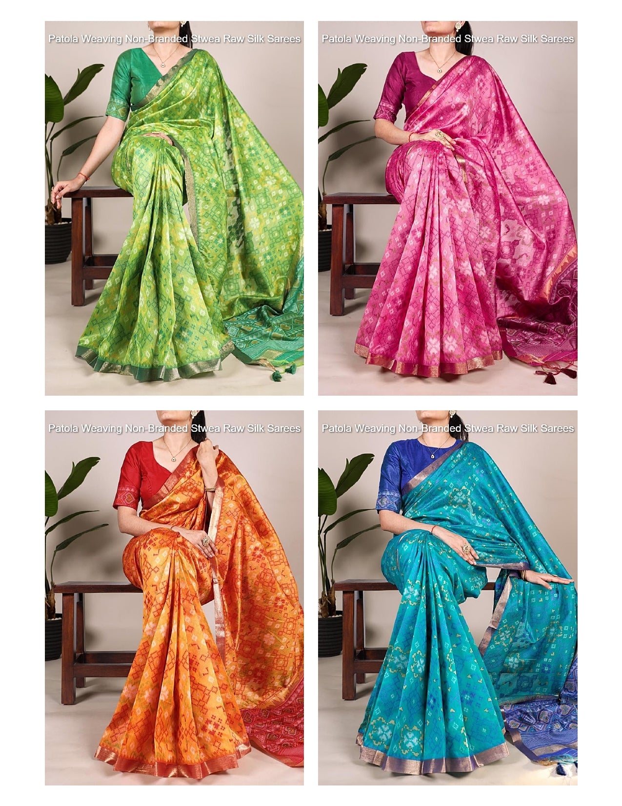 Patola Weaving Non-Branded Stwea Raw Silk Sarees