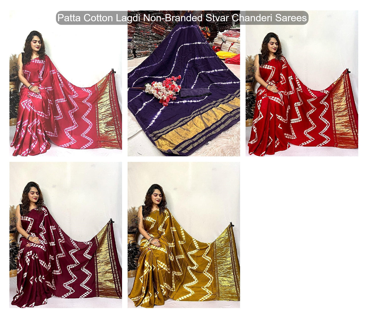Patta Cotton Lagdi Non-Branded Stvar Chanderi Sarees