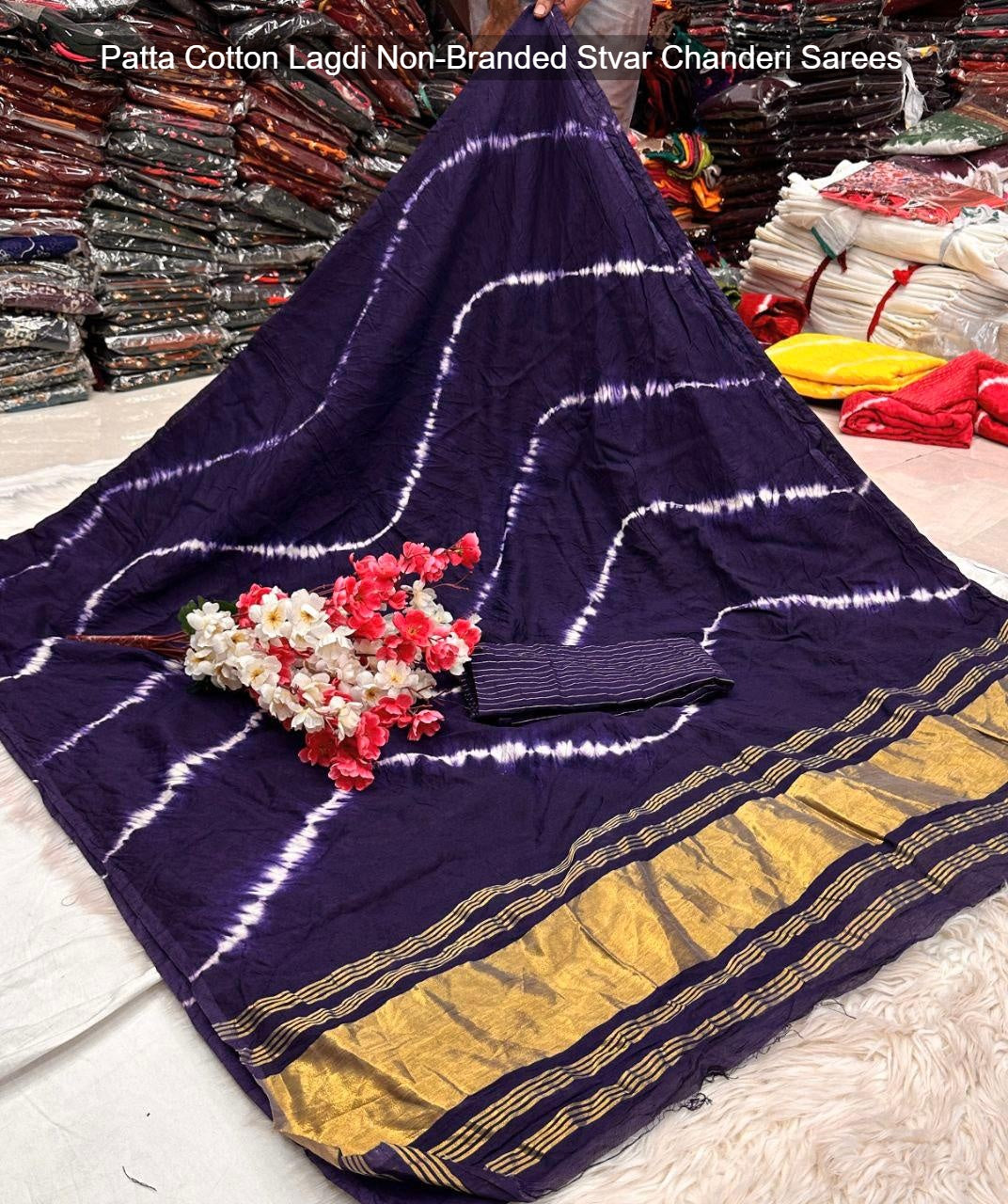 Patta Cotton Lagdi Non-Branded Stvar Chanderi Sarees