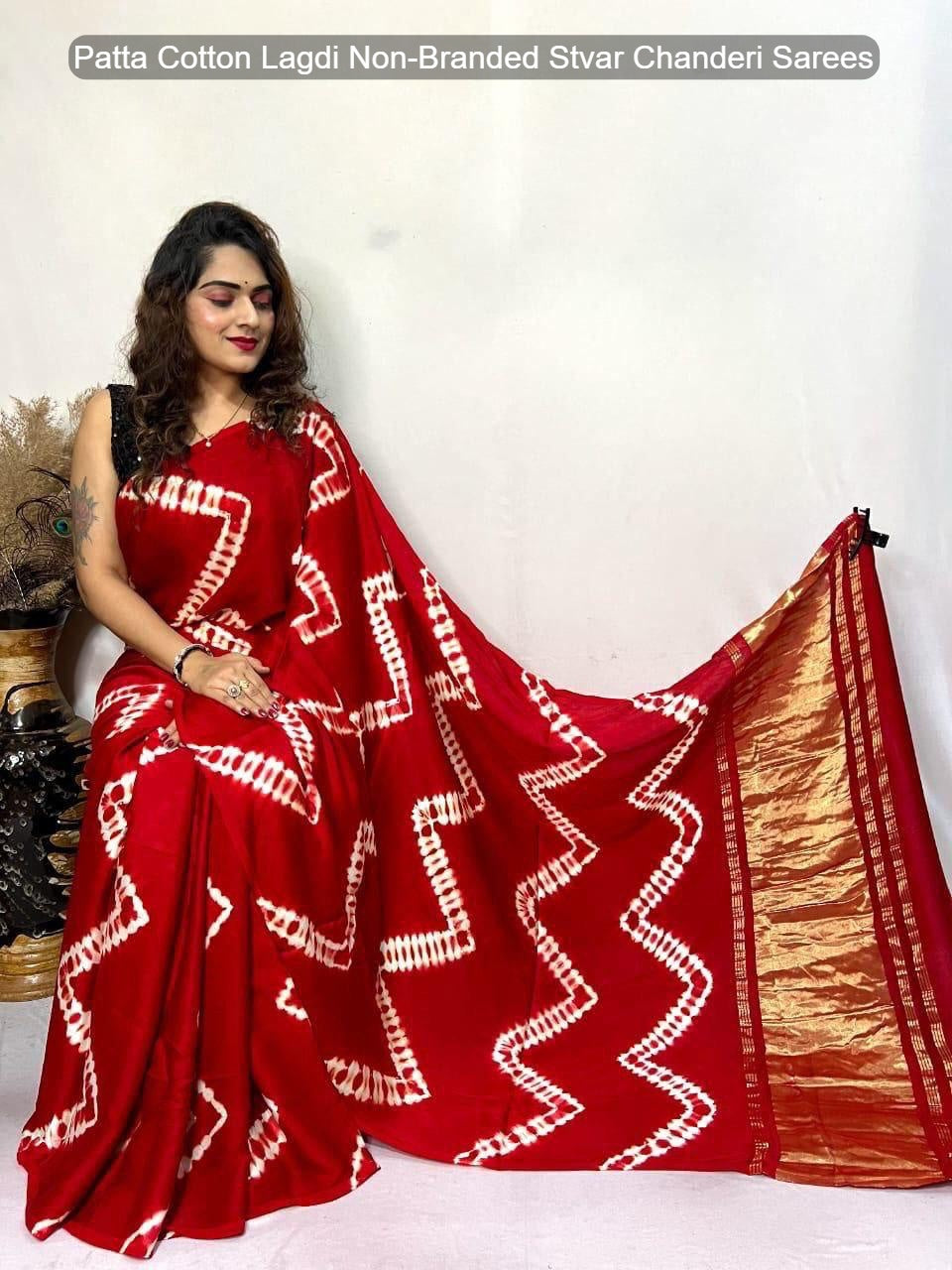 Patta Cotton Lagdi Non-Branded Stvar Chanderi Sarees