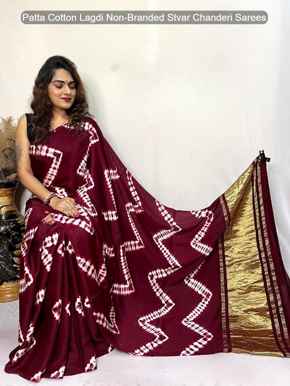 Patta Cotton Lagdi Non-Branded Stvar Chanderi Sarees
