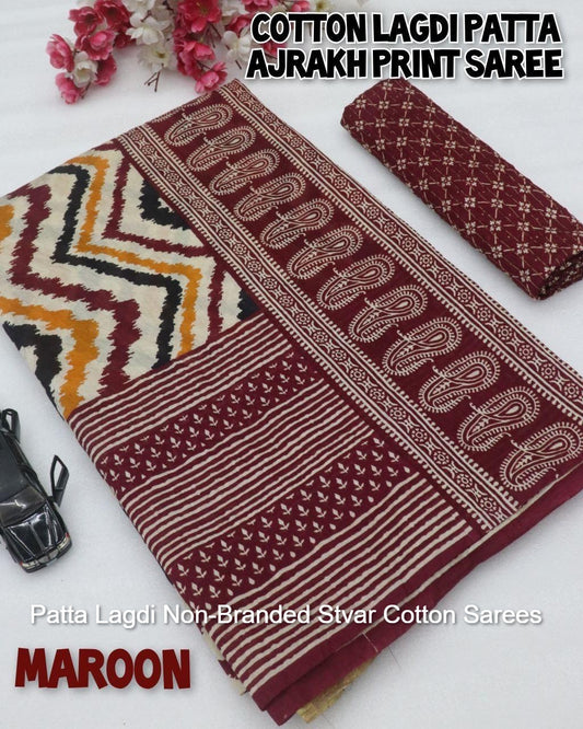 Patta Lagdi Non-Branded Stvar Cotton Sarees