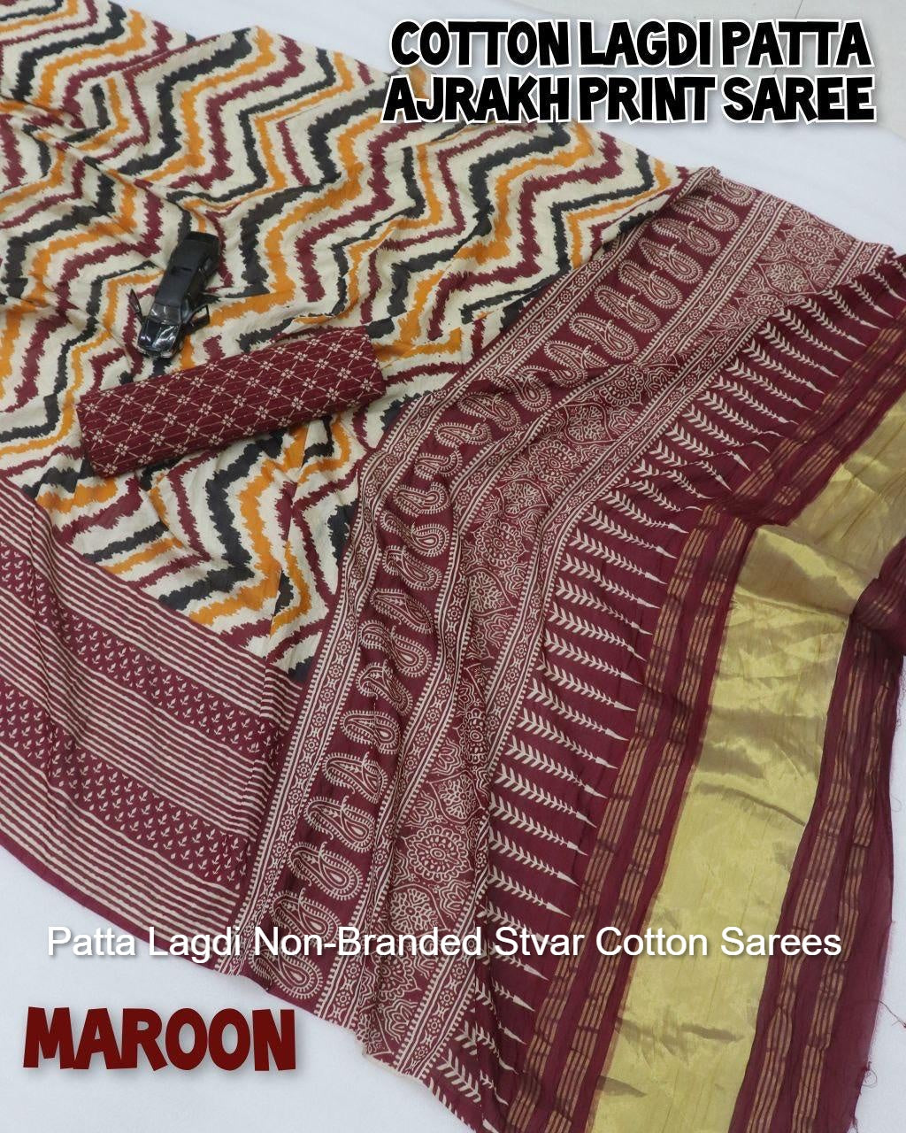 Patta Lagdi Non-Branded Stvar Cotton Sarees