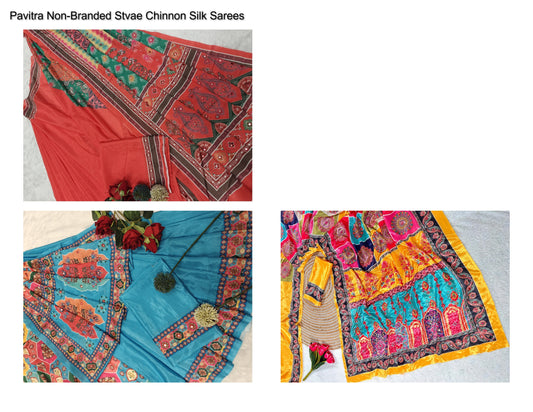 Pavitra Non-Branded Stvae Chinnon Silk Sarees