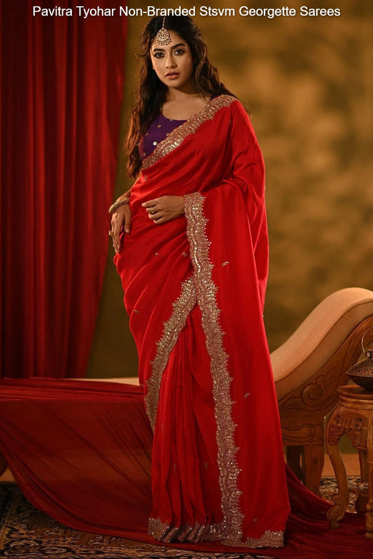 Pavitra Tyohar Non-Branded Stsvm Georgette Sarees