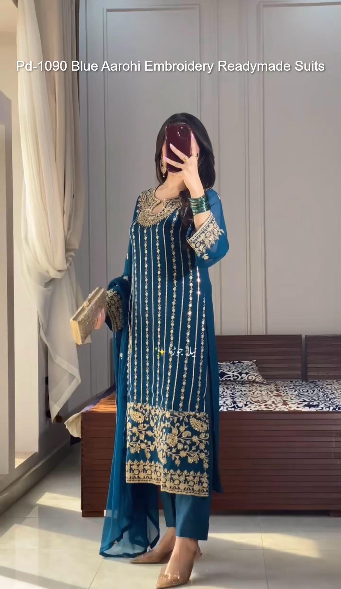 Pd-1090 Blue Aarohi Embroidery Readymade Suits