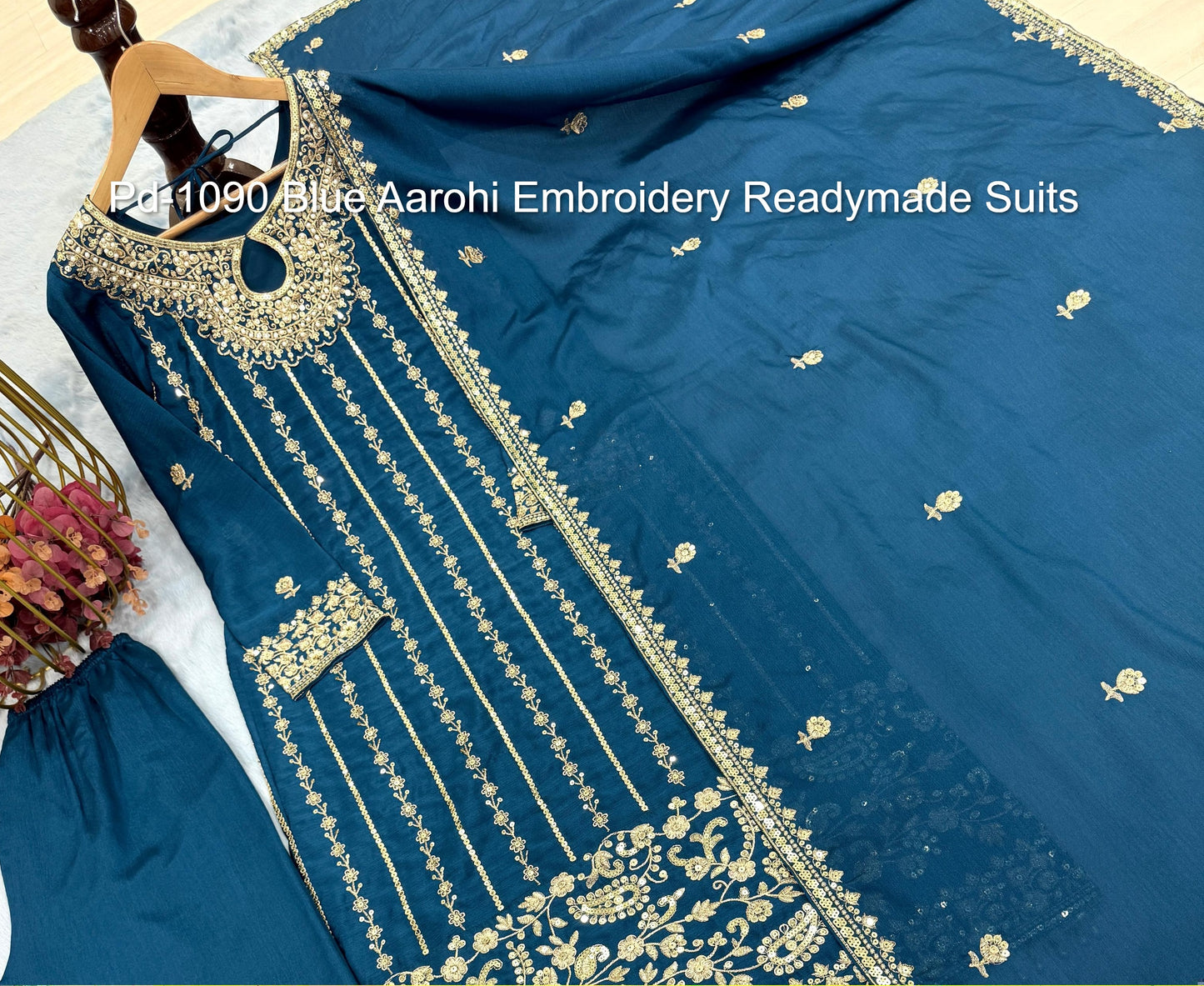 Pd-1090 Blue Aarohi Embroidery Readymade Suits