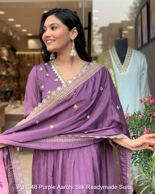 Pd1048 Purple Aarohi Silk Readymade Suits