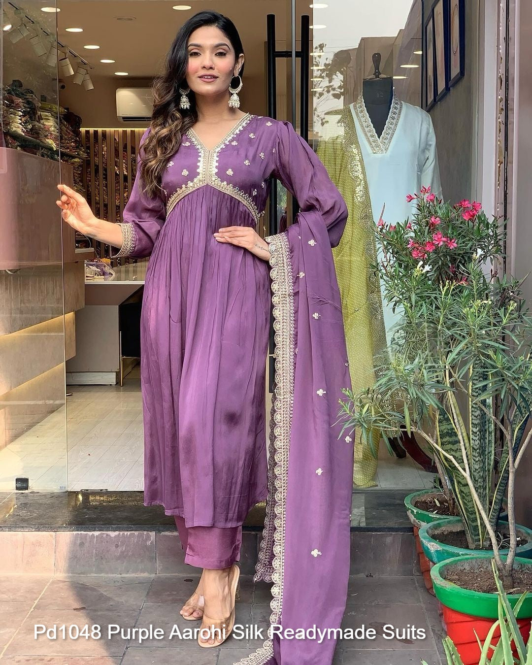 Pd1048 Purple Aarohi Silk Readymade Suits