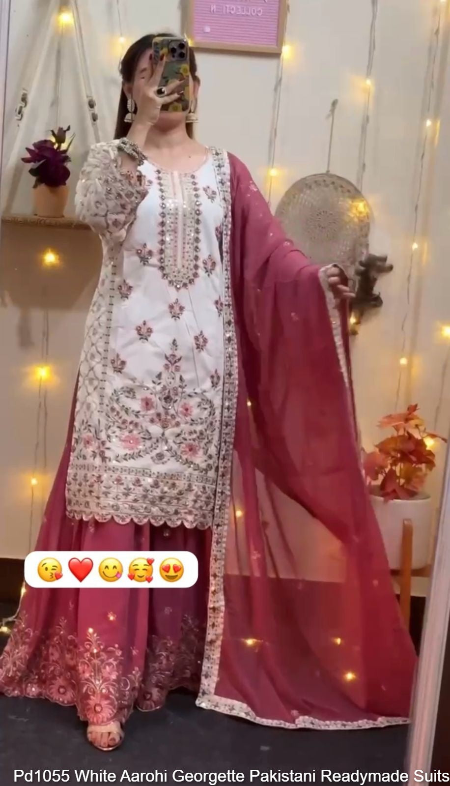 Pd1055 White Aarohi Georgette Pakistani Readymade Suits
