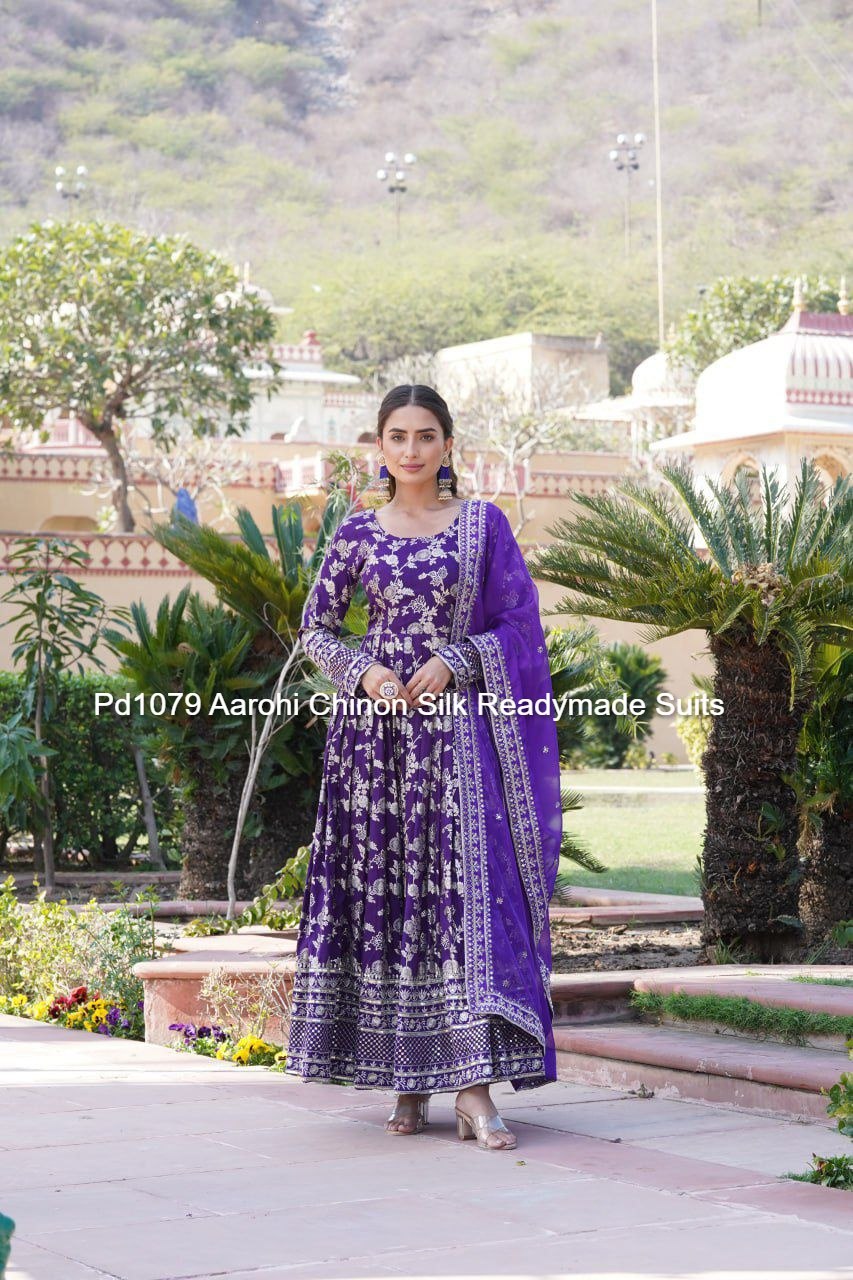 Pd1079 Aarohi Chinon Silk Readymade Suits