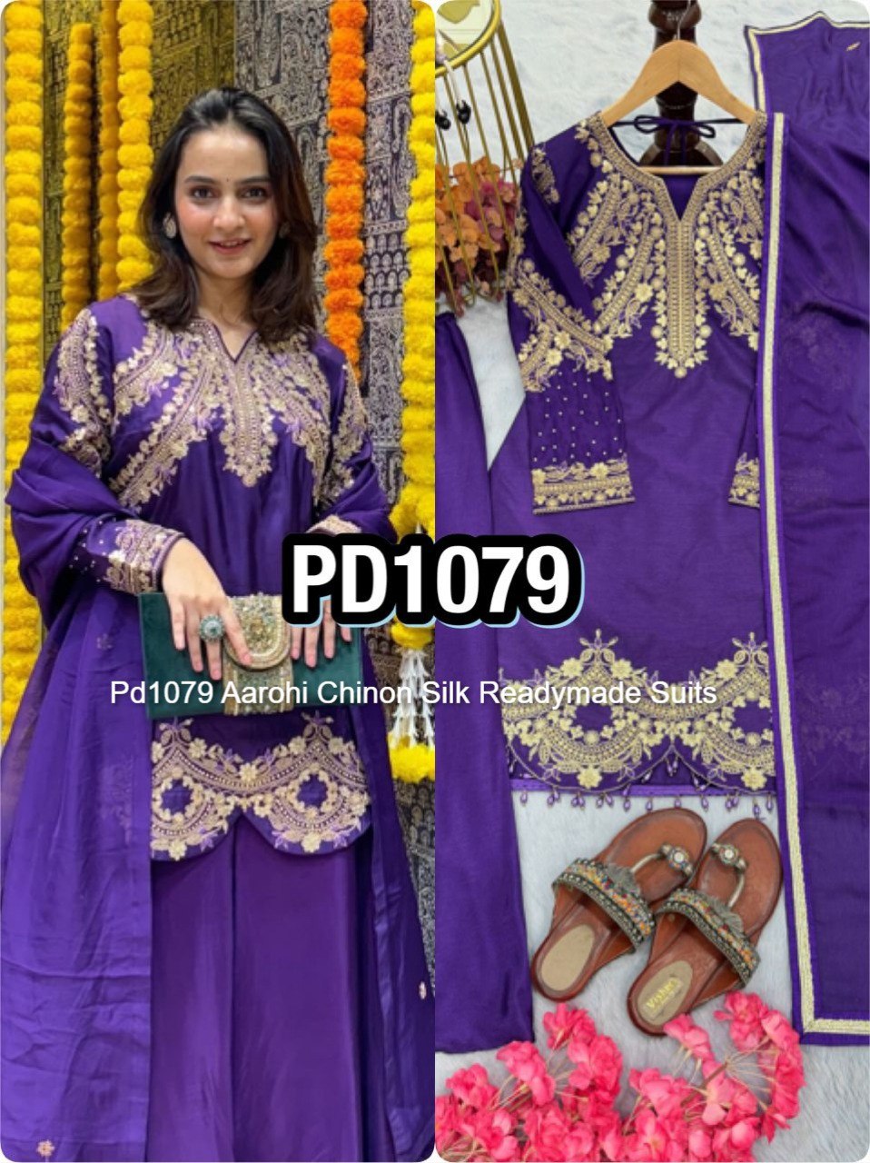 Pd1079 Aarohi Chinon Silk Readymade Suits