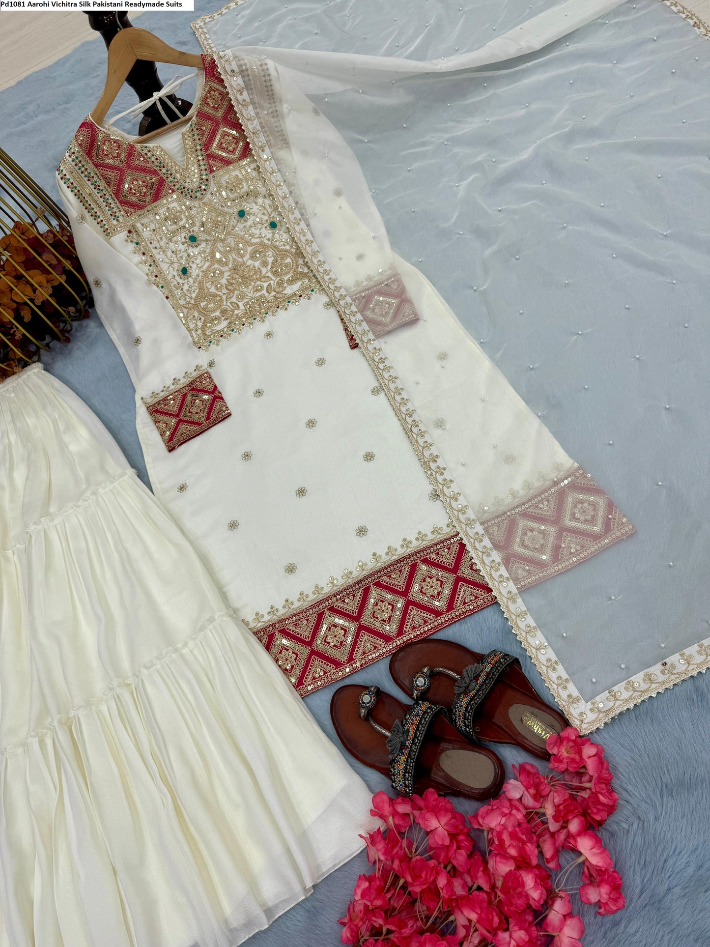 Pd1081 Aarohi Vichitra Silk Pakistani Readymade Suits