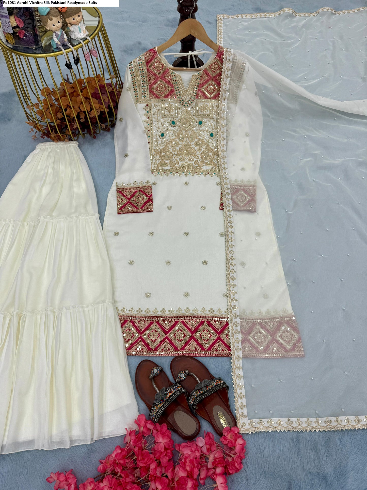 Pd1081 Aarohi Vichitra Silk Pakistani Readymade Suits